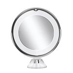 10X Magnifying Makeup Mirror, FOME Makeup Mirror with Touch Control LED Light,360 Degree Rotating Arm and Powerful Locking Suction Cup for Home, Bathroom Vanity, and Travel