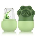 Ice Face Roller, GeeRic Silicone Ice Facial Cleaning Brush Cube Face Contour for Eyes Neck, Beauty Facial Massage Roller Face Roller Skin Care Tools for Relieve Puffiness/Shrink Pores Green Paw