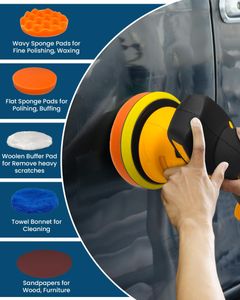 Cordless 6" Car Polisher for Dewalt 18V – Variable Speed Buffer Kit, Portable Orbital for Auto Detailing & Waxing (Battery Not Included)