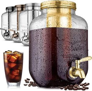 1 Gallon Cold Brew Coffee Maker with EXTRA-THICK Glass Carafe & Stainless Steel Mesh Filter - Premium Iced Coffee Maker, Cold Brew Pitcher & Tea Infuser - by Zulay Kitchen (Gold)