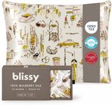 Blissy Silk Pillowcase - 100% Pure Mulberry Silk - 22 Momme 6A High-Grade Fibers - Silk Pillow Cover for Hair & Skin - Regular, Queen & King (Nicole Miller - NY to Paris, King)