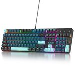 surmen Full Size Creamy Keyboard with Number Pad, 104 Keys RGB Wired Mechanical Gaming Keyboard Backlit with PBT Keycaps Linear Red Switch for Laptop Desktop PC Gamers（104 Monster）