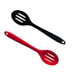 Kitchen Slotted Spoon, 2 Pcs Silicone Slotted Spoon Heat Resistant, Non Scratch Cooking Spoons Set for Stirring, Scooping and Mixing