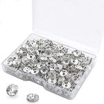 200Pcs Rondelle Spacer Beads Bright Silver Crystal Rondelle Spacer Beads for Jewelry Making (8mm Silver Plated)