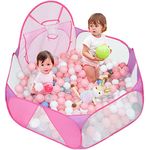 Eocolz Kids Ball Pit Large Pop Up Childrens Ball Pits Tent for Toddlers Playhouse Baby Crawl Playpen with Basketball Hoop and Zipper Storage Bag, 4 Ft/120CM, Balls Not Included