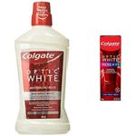 Colgate Optic White Mouthwash, Alcohol Free Icy Fresh Mint, 946 mL + Colgate Optic White Renewal High Impact White Teeth Whitening Toothpaste, 70 Milliliter