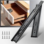 YENUO 1 Pair Full Extension Drawer Slides Side Mount 10 12 14 16 18 20 22 24 Inch Ball Bearing Metal Black Rails Track Guide Glides Runners Heavy Duty 100 Pound Load Capacity (Basic-1 Pair, 12 Inch)