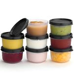 SIGNORA WARE Reusable Plastic Food Storage Containers 8 pack – 4 oz. Stackable Airtight Leak proof Food Containers for Snacks, Nuts, Baby Food, Picnics, Food Prep,Salad Dressing - BPA Free