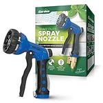 Signature Garden Heavy-Duty Water Hose Spray Nozzle - Comfort-Grip Hose Attachment - 8 Different Spray Patterns - Garden Hose Nozzle for Watering Lawns & Gardens, Washing Cars & Pets (Blue)