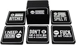 Summit One Funny Coasters for Drinks, Set of 10 (4 x 4 Inch, 5mm Thick) - Bar Accessories for The Home bar Set, Absorbent Felt Drink Coasters The Ideal Man cave Accessories