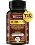 Berberine 1000mg per Serving from Organic Sources (120 Caps, 500mg per Capsule). Berberine From Organic Coptis Chinensis Rhizome (Natural Source). Supports Blood Sugar Levels through Healthy Glucose (Sugar) and Lipid (Fat) Metabolism. Non-GMO, Vegan, Gluten Free. 120 Easy to Swallow Capsules. Nutravonic Nutrition
