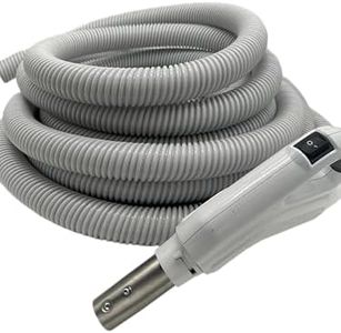 Universal Central Vacuum 35 ft Low Voltage Hose, ON-Off Switch Control-Compatible with Most Inlets - Crushproof Material