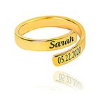 RoiDes Arts Engraved Minimalist Ring Personalized Rings For Her Custom Name Ring Everyday Gold Ring For Her Anniversary Birthday Gift (Gold Plated), For Unisex-Adult - Adjustable