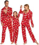 Ekouaer Christmas Family Matching Pajamas Long Sleeve Button Down Pj Set Festival Party Sleepwear,Red Xmas Tree,Women,S