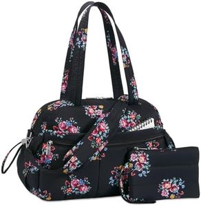 TOPDesign Travel Duffel Bag for Women, Puffer Gym Bag Sports Tote with Wet Pocket, Carry On Weekender with Luggage Sleeve (Flower)