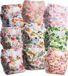 Littles and Bloomz Baby Reusable Pocket Nappy Cloth Diaper, Standard Hook-Loop, 9 Nappies, FLV2-0908