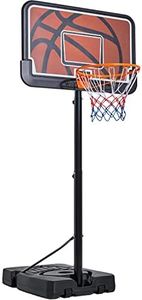 Yaheetech Canestro da Basket con Tabellone Cerchio Regolabile 233-308 cm da Interno/Esterno in HDPE e Metallo con Ruote Nero/Arancione
