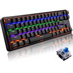 ZIYOU LANG Wireless Mechanical Gaming Keyboard,60% Ultra-Compact Blue Backlit Rechargeable Bluetooth Dual Wired/Wireless Blue Switches Computer Keyboard for Multi-Device Phone Android Mobile(Black)