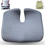 ORTHICO Orthopedic Coccyx Cushion for Tailbone Pain Relief, Gel Memory Foam Seat Cushion for Sitting and Driving, Back Pain Support Pillow, Ideal for Office Chair, Car Seat Cushion Grey, Below 80 kg