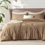 Bedsure Queen Comforter Set - Brown Soft Bedding for All Seasons, Cationic Dyed Bed Set, 3 Pieces, 1 Queen Size Comforter (90"x90") and 2 Pillow Shams (20"x26"+2")