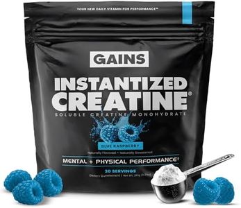 Gains in Bulk Instantized Creatine Monohydrate for Women and Men, Soluble Pre Workout Powder, Supports Muscle Building, Strength and Performance, Bodybuilding Supplements, Blue Raspberry, 30 Servings