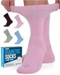 Doctor's Select Bamboo Viscose Diabetic Socks Women - 4 Pairs Crew Womens Diabetic Socks | Diabetic Socks for Women Size 6-9, Red, Pink, Green, Blue, Medium