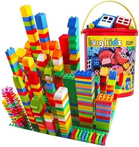 Big Building Block Set - 214 Pieces Toddler Educational Toy Classic Large Size Building Block Bricks - 13 Fun Shapes and Storage Bucket - Compatible with All Major Brands Bulk Bricks Set for All Ages