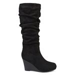 Brinley Co. Womens Regular and Wide Calf Slouchy Faux Suede Mid, Black, 6 US Wide Women