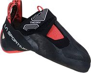 La Sportiva Mens Theory Performance Rock Climbing Shoes, Black/Hibiscus, 3.5