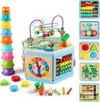 Wondertoys Wooden Activity Cube, 11-in-1 Montessori Toys Gift Set for 12+ Months Boys & Girls, Educational Learning Toys for Toddlers Age 1-2, One Year Old Baby Birthday Gifts.