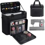 Sewing Machine Carrying Case with Removable Top Cover, Sewing Machine Bag with Shoulder Strap & Pockets, Fits Most Standard Machines and Accessories, for Brother/for Singer/for Janome,Black (Bag Only)