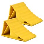 TMBMLPP 2 Pack Wheel Chocks, Caravan Wheel Chocks, Wheel Chocks With Handles, Trailer Chocks, Caravan Chocks, Plastics Rubber Wheel Chocks, for Caravan, Motorhome, Car, Motorbike, Horsebox, Yellow