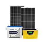 SERVCONTROL Monocrystalline Silicon Servotech 1Kw Solar System Combo With 415W Solar Panels (2Pcs) | 1Kw Mppt Series Solar Inverter + 150Ah Solar Tubular Battery