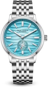 SEA-GULL Men’s Mechanical Watches,Natural Series,Automatic Wristwatch, Polaris Sub Dial，Seagull ST17, Luminous, 6180, Ocean Blue, bracelet