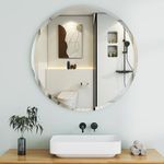 Round Wall Mirror for Bathroom Bedroom, LETSFIELD 55cm Frameless Wall Mirror for Home Decor