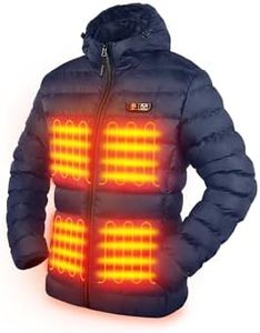 PTAHDUS Women's Heated Jacket Lightweight 5 Heat Zones Battery Pack Included, Heated Puffer Jacket with Hand Warmer Pocket(Navy Blue, Large)