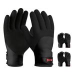 KAYGO Waterproof Thermal Work Gloves 3 Pairs, Full Hand Latex Coated, Insulated Liner for Freezer Cold Weather Fishing Winter Outdoor Work, KG140 (Full Black, Medium)