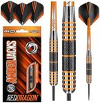 RED DRAGON Amberjack 11 Tungsten Steeltip Darts Set - 30g with Flights and Stems