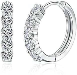 IMOLOVE Huggie earrings for women Ear Cuff Moissanite Stud Earrings Hypoallergenic Earrings for Women Sterling Silver Earrings for Women with 18K White Gold Plated Earrings-30A