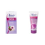 Nair Hair Removal Cream for Face & Upper Lip with Sweet Almond Oil and Baby Oil, 57-g & Hair Removal Crème for Coarse Hair with Grape Seed Oil, 200-ml