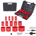 AMZZ 23PC Bi-Metal Hole Saw Kit, Universal Hole Saw Set with 13 Blades from 3/4" to 3", for Drilling Wood, Soft Metals, PVC and Plastic Sheets