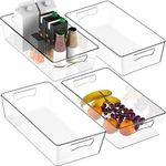 SimpleHouseware Clear Storage Plastic Bin Organizer for Kitchen, 15" x 8.4" x 3.75", XL Size, Set of 4