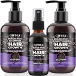 Organic Black Rice Shampoo and Conditioner Sets for Hair Growth,w/Rosemary Water & Rice Water Spray,Sulfate Free Rice Water Hair Growth Shampoo and Conditioner Women Men Hair Loss Thickening Products