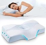 Mkicesky Cervical Pillow for Neck and Shoulder Pain Relief, Premium Memory Foam Ergonomic Orthopedic Contour Pillow, Lady Size 2-in-1 Support Pillow for Side, Back Sleepers, with Removable Pillowcase