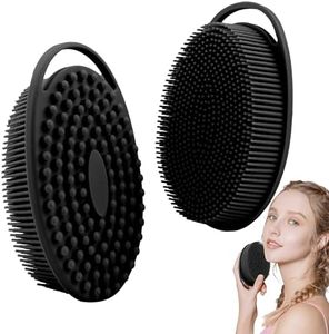 Silicone Body Scrubber, Body Brush, Soft Silicone Loofah, Loofah Exfoliating Body Scrubber, 2 in 1 Body Scrubber Shower, Silicone Scrubber for All Sensitive Skin Scalp Massager for Women Men Kid,Black