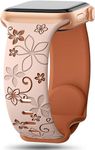 mFoniscie Floral Strap Compatible with Apple Watch Straps 41mm 40mm 38mm for Women, Cute Flower Soft Silicone Strap for iWatch Series SE 9 8 7 6 5 4 3 2 1 Ultra |Brown| [WATCH NOT INCLUDED]