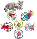 QUVOVID Cat Toys 6 Balls, Metal Cag