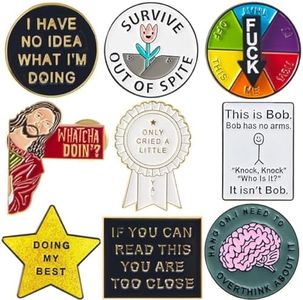 Gemscream 9 Pcs Funny Enamel Pins Set Design Novel Brooch Pins for Backpacks Badges Hats Bags Lapel Accessory Funny Pins for Women Men Gift, metal and plastic, goldstone