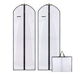 2Pack Wedding Evening Dress Garment Bags,180cm Protector Folding Non-woven Clothes Cover Bag with Pocket and Handle, Breathable Washable Dress Storage Carrier Protector Bags for Long Dress