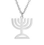 VASSAGO Hanukkah Necklace Triangle Menorah Pendant Necklace Stainless Steel Chanukah Jewelry Dainty Jewish Religious Gifts for Teens Women Men